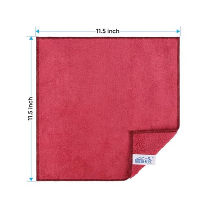 HOMEXCEL Red Microfiber Cleaning Cloth, 12 Pack Premium Microfiber Towels for Cars, Lint Free, Scratch-Free, Highly Absorbent, Reusable Cleaning Rags for Car, Household, Kitchen, Window, 11.5"X11.5" - color: Red