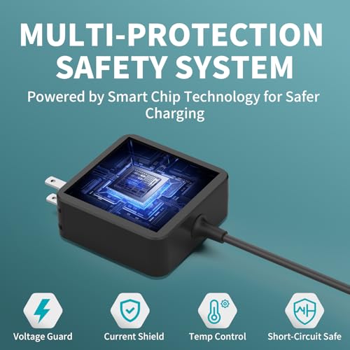 65W USB C Laptop Charger for Home Office Travel, PD Adapter with Foldable Plug & Lengthened Cable, Type C Fast Charger Compatible with MacBook, Dell XPS, Lenovo ThinkPad, HP, Huawei MateBook and More