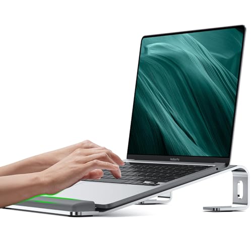 JCZT Aluminum Laptop Stand, Notebook Stand with Wrist Rest, Ergonomic Detachable Laptop Mount, Computer Stand Compatible with 10-17'' All Laptops Such as MacBook Air Pro/HP/Dell/Lenovo, Silver - color: Silver