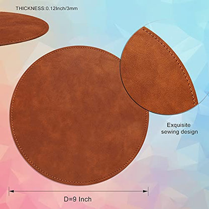 Mouse Pad，Round Mouse Pad，PU Mouse Pad，Leather Mouse Pad with Stitched Edge Micro-Fiber Base with Non-Slip Waterproof，Mouse Pad for Computers，Laptop，9 x 9 Inch (Fresh Green) - color: Fresh Green, size: 9L x 9W inches