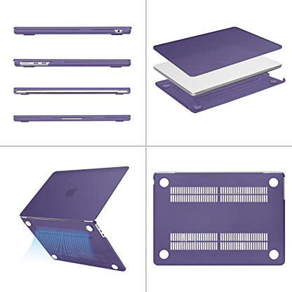 MOSISO Compatible with MacBook Air 13 inch Case M5 2026 M4 M3 M2 2025-2022 | A3449 A3240 A3113 A2681, Hard Shell&Keyboard Cover&Screen Film&Pouch for MacBook Air 13.6 inch Case, Imperial Purple - color: Imperial Purple