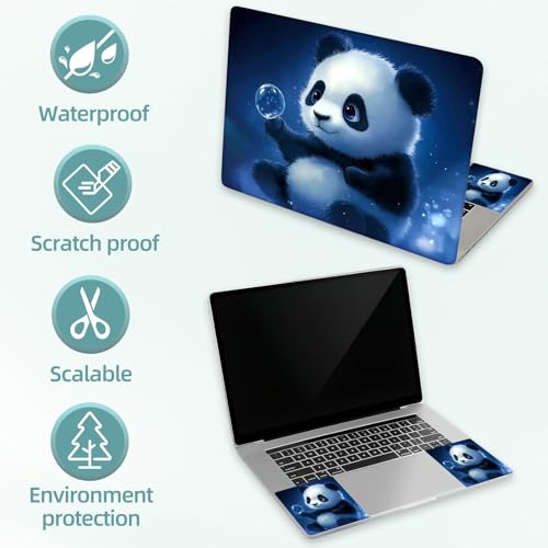 Universal Laptop Skin Decal, 3-Piece Vinyl Protector for 12 13 14 15.6" Notebook, Waterproof Anti-Scratch, Easy Trim & Bubble-Free Finish, Cute Panda - color: Cute Panda