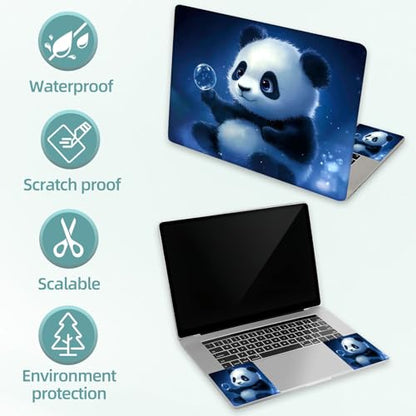 Universal Laptop Skin Decal, 3-Piece Vinyl Protector for 12 13 14 15.6" Notebook, Waterproof Anti-Scratch, Easy Trim & Bubble-Free Finish, Cute Panda - color: Cute Panda