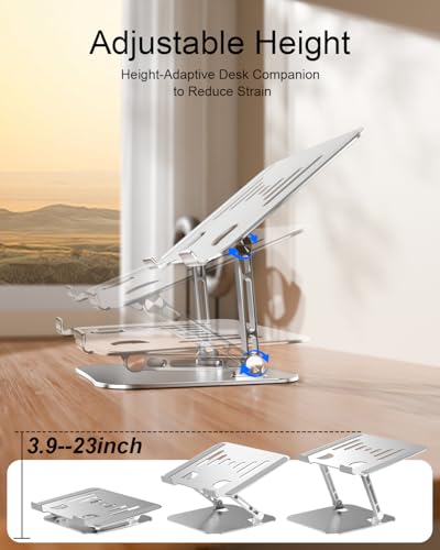 Laptop Stand for Desk Adjustable Computer Stand Foldable Laptop Riser Notebook Holder Adjustable Height for MacBook PC Computer Notebook Office Desk Accessories 10-17 Inch - color: Silver