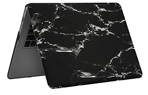 UESWILL Marble Pattern Smooth Hard Shell Case Cover Compatible with MacBook Air 11 inch (A1465/ A1370) + Microfibre Cleaning Cloth, (Black/White) - color: Pattern-marble Black White, size: MacBook Air 11"