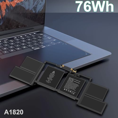 A1707 A1820 Laptop Battery for MacBook Pro 15 inch A1707 (Late 2016 Mid 2017) Touch Bar EMC 3162 3072 Series MLH32LL/A MLH42LL/A MLW72LL/A MLW72HN/A MLW82LL/A MPTR2LL/A MPTT2LL/A - 11.40V 76Wh - size: 12.4*3.58*0.28inch A1820