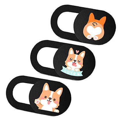 Webcam Cover Slide Ultra Thin Laptop Camera Privacy Protect, Koji | 3 Pcs Cute Dog, Ultra thin camera cover fit for Cell phone desktop tablet PC, front camera blocks webcam to protect privacy - color: Koji 3