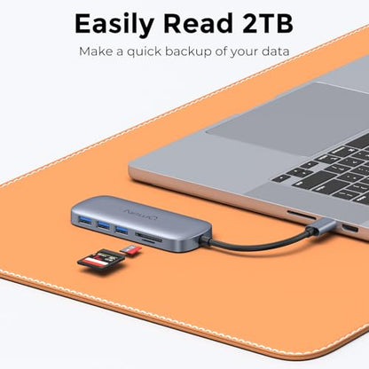 USB C Hub 7-in-1, NewQ USB C Hub with HDMI 4K, 3 USB-A 3.0 Ports, SD/TF Card Reader, 100W USB-C PD Charging, Slim Aluminum USB Hub for MacBook, Laptop & USB-C Devices