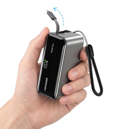 Ultra Mini 10000mAh 45W Portable Charger, Flight-Safe Compact Power Bank, Small & Lightweight Travel Battery Pack with 2.3 ft USB-C Retractable Cable for iPhone 17/16, iPad, Galaxy, Pixel