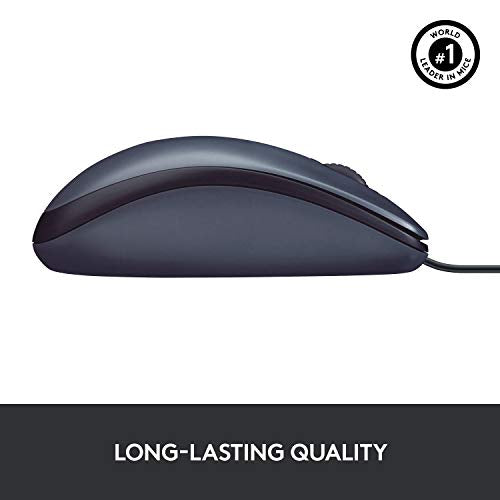 Logitech B100 Wired Mouse for Computer and Laptop, USB Corded Mouse, Right or Left Hand Use - Black (Pack of 2) - size: 1 Count (Pack of 2)