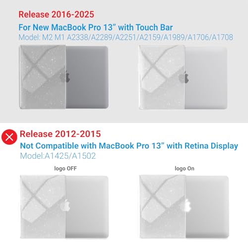 IBENZER Compatible with MacBook Pro 13 Inch Case M2 M1 2026 2025 2024 2023 2022 A2338 A2289 A2251 A2159 A1989 A1706 A1708, Hard Shell Case & Keyboard Cover for Mac Pro 13, Star Clear,T13S-CL+1 - color: Star Clear