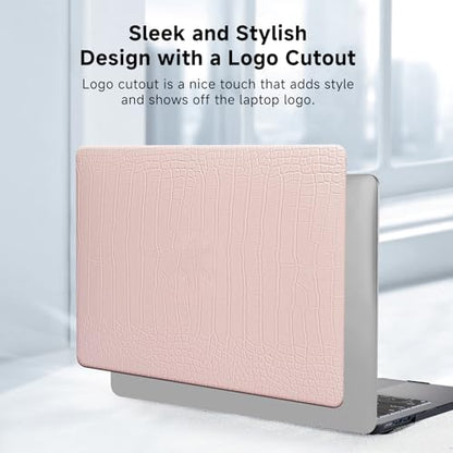 Funut for MacBook Air 13.6 inch Case M5 M4 M3 M2 2022-2024 2025 2026 Release A3449 A3240 A3113 A2681 with Touch ID, Crocodile MacBook Air 13 M5 Leather Hard Shell Case & Keyboard Cover,Pink - color: 01Pink, size: 2022-2026 MacBook Air 13.6 inch M2 M3 M4 M