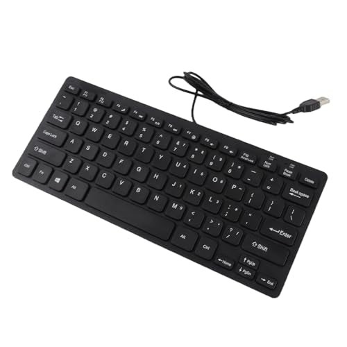 Dioche Small Wired Keyboard, Small Keyboard Ultra Thin Mini USB Wired Keyboard with 78 Keys Keyboards Wired Keyboard for Desktop Computer Laptop PC (Black)