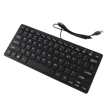 Dioche Small Wired Keyboard, Small Keyboard Ultra Thin Mini USB Wired Keyboard with 78 Keys Keyboards Wired Keyboard for Desktop Computer Laptop PC (Black)