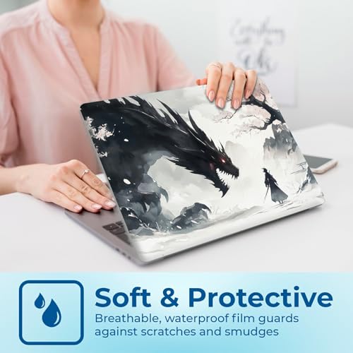 Reusable Universal Laptop Skin Sticker, Cut to Fit for 11.6–15.6 Inch Laptops, Waterproof Protective Film, No-Residue - Black Dragon Duel - color: Black Dragon Duel