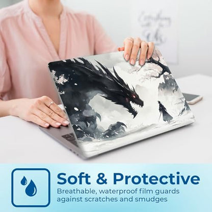 Reusable Universal Laptop Skin Sticker, Cut to Fit for 11.6–15.6 Inch Laptops, Waterproof Protective Film, No-Residue - Black Dragon Duel - color: Black Dragon Duel