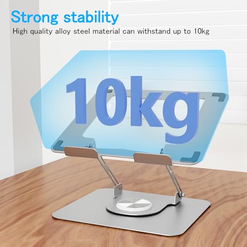 Adjustable Laptop Stand for Desk,Portable Laptop Holder with 360° Rotating Base,Ergonimic Foldable Laptop Riser, Compatible with MacBook Air/Pro,HP,Dell,Lenovo and All Laptops(10-17 inch),Black - color: Black
