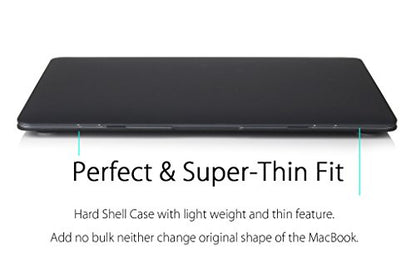 UESWILL Compatible with MacBook (Retina, 12-inch, 2015/2016/2017) Model: A1534, Smooth Soft Touch Matte Hard Shell Case Cover + Microfibre Cleaning Cloth, Black - color: Black, size: MacBook 12"