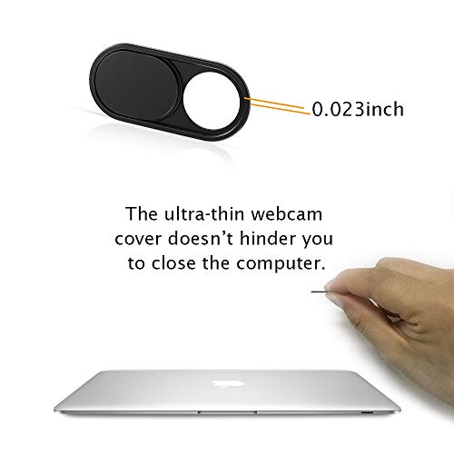 CloudValley Webcam Cover Slide, [5 Pack] 0.6mm-Thin Metal Web Camera Cover Sticker for MacBook Pro, MacBook Air, Laptop, iMac, PC, Surfcase, iPhone 8/7/6 Plus, Privacy Cover, Black-5 pcs | for MacBook Pro, MacBook Air, Laptop, iMac, PC, Surfcase, iPhone 8