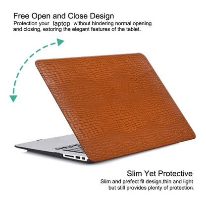 DTangLsm for Crocodile MacBook Pro 13 inch Case 2026 2025-2016 M2 M1 A2338 A2289 A2251 A2159 A1989 A1706 A1708, Alligator Skin Snakeskin PU Leather Hard Shell Cover for Mac Pro 13+Keyboard Skin, Brown - color: A40-Crocodile Brown