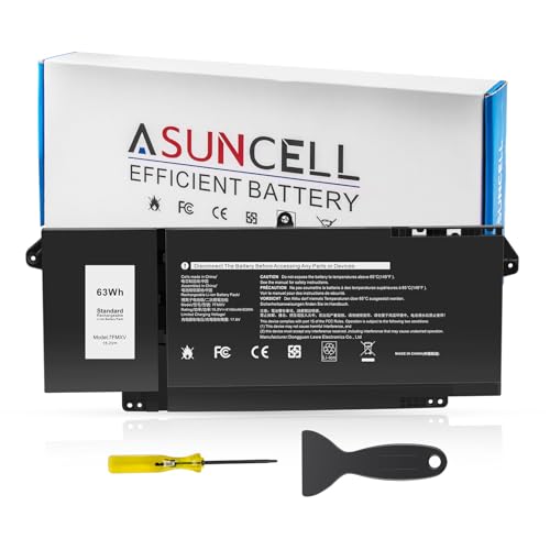 ASUNCELL 7FMXV 15.2V 63Wh Laptop Battery Replacement for Dell Latitude 5320 7320 7420 7520 Latitude 5320 2-in-1/7320 2-in-1/7420 2-in-1 P133G P134G P135G P136G P138G P139G P110F TN2GY 9JM71 - size: 7FMXV 11.18 × 5.59 × 0.67 in