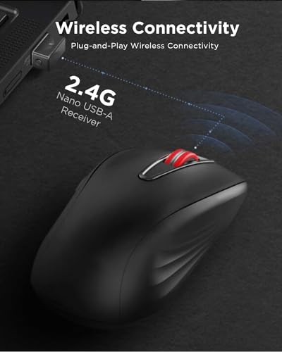 Lenovo USB-C Silent Mouse (WL500) - Silent Buttons, Ambidextrous Grip, Adjustable DPI, Plug-and-Play 2.4G Receiver Computer Mouse, Black - color: Black
