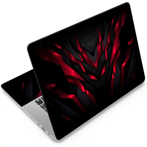 DEGDFSGR 12.1-15.6 Inch Universal Reusable Laptop Skin Sticker Decal, Waterproof Removable Protector for Notebook Cover, Scratch-Resistant Vinyl Cuttable Full Wrap Sticker, Red Black Geometric Decor - color: Red Black Geometric Decor