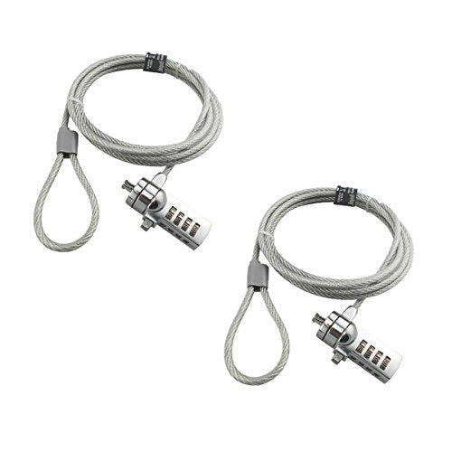 AOMGD 2 Pcs Laptop Lock Notebook Combination Lock Security Cable | 6-Foot, 4 Digit Password Protections, Theft Deterrent, Suitable for 3x7mm Keyholes - color: Silver