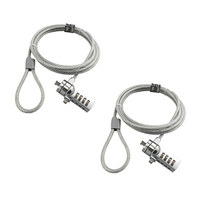 AOMGD 2 Pcs Laptop Lock Notebook Combination Lock Security Cable | 6-Foot, 4 Digit Password Protections, Theft Deterrent, Suitable for 3x7mm Keyholes - color: Silver