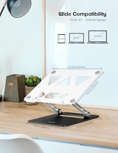 Aoviho Adjustable Laptop Stand for Desk,Portable Laptop Stand Holder and Riser,Foldable Aluminum Notebook Computer Stands for MacBook Air Pro HP Lenovo Dell Samsung, 10-15.6 inch (Silver-Gray-Black) - color: Silver-Gray-Black