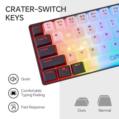 CHONCHOW Mini RGB 60% Gaming Keyboard, 68 Keys Small Compact USB Wired Rainbow Light Up Backlit Gaming Keyboard for Xbox PS4 PS5 PC Laptop Gamer(White-Black)