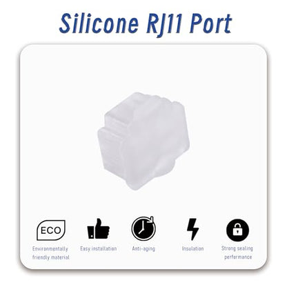 10 PCS RJ11 Port Anti-dust Plugs, Silicone Covers Caps Stoppers, Port Protector for End Computer Digital Socket Printer, 0.37 x 0.3 (LxW) - size: RJ11/Transparent/10 PCS