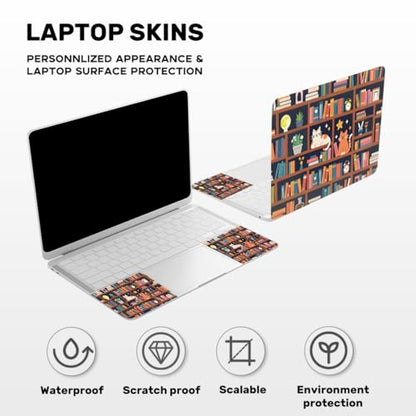 Laptop Skin Sticker Decal PVC Vinyl Sticker Notebook PC Protector Waterproof Scratch Resistant Laptop Skin for 12.1 13 13.3 13.6 14 15 15.3 16 Inch Bookshelf Cartoon Style - color: Bookshelf