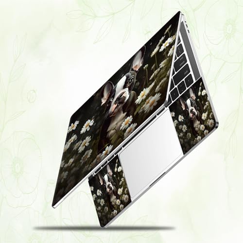 Laptop Skin Sticker Decal, Universal Reusable Vinyl Laptop Cover for 12" 13" 13.3" 14" 15" 15.4" 15.6" Notebook PC, Reusable Waterproof Scratch-Resistant with 2 Wrist Pads,Boston Terrier Dog - color: Boston Terrier Dog