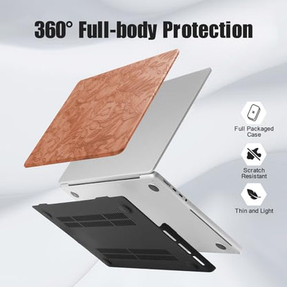 DTangLsm for MacBook Air 15 inch Case 2026 M5 2025 2024 2023 M4 M3 M2 Chip | Model A3448 A3241 A3114 A2941, Elegant Textured Retro Leather Hard Shell Mac Air 15 inch Laptop Case & Keyboard Cover, Brown - color: Embossed Floral Brown