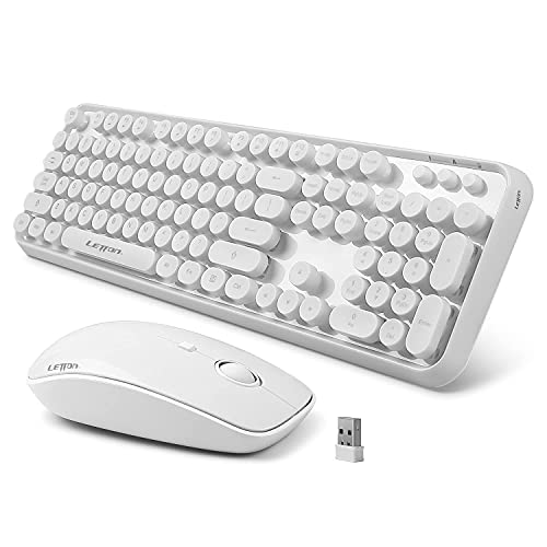White Wireless Keyboard and Mouse Combo, Cute Bubble Keyboard with Round Keys,2.4Ghz Full Szie Aesthetic Minimalist Keyboard with Number Pad for PC Laptop Desktop - color: White wireless keyboard and mouse
