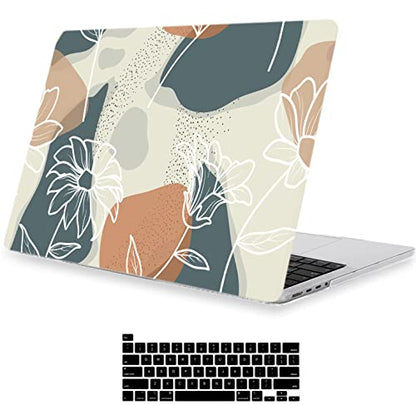 LanBaiLan Compatible with MacBook Pro 14 inchM4 2024 2023 2022 2021 Model M4 A3112 A3185 A3401 M3 A2918 A2992 M2 A2779 M1 A2442, Protective Case & Keyboard Cover, Art Flower - color: Art Flower