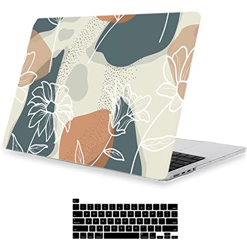 LanBaiLan Compatible with MacBook Pro 14 inchM4 2024 2023 2022 2021 Model M4 A3112 A3185 A3401 M3 A2918 A2992 M2 A2779 M1 A2442, Protective Case & Keyboard Cover, Art Flower - color: Art Flower