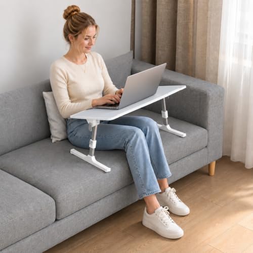 Adjustable Lap Desk, Foldable Laptop Desk for Bed, X-Large Lap Table | 23.6 x 15.7 Inches Bed Laptop Table, Laptop Stand for Couch & Sofa, Laptop Tray for Adults Writing Reading Eating, Gray - color: Gray