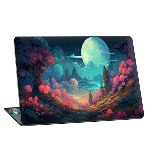 Universal Laptop Skin Sticker with 2 Wrist Pad Skins, Waterproof Scratch Resistant Vinyl Laptop Cover Decal, Cut to Fit for 11–15.6 Inch MacBook HP Dell Lenovo, Fantasy Forest Full Moon - color: Fantasy Forest Full Moon