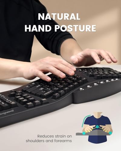 Perixx PERIBOARD-512B Wired Ergonomic Keyboard - Split Keyboard, Wrist Rest, Natural Typing - Wired USB Connectivity - US English - Black - color: Black, style: Wired
