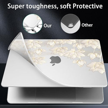 for 2026 MacBook Air 13-inch Laptop Case M5 2026 M4 2025 M3 2024 M2 2022 Release Model A3449 A3240 A3113 A2681, Hard Shell Cover for MacBook Air 13.6 inch, Lotus - color: Lotus