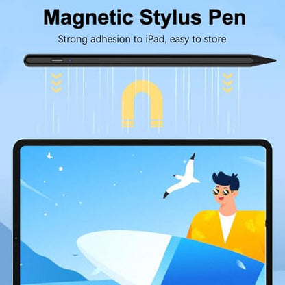 Stylus Pen for iPad 2025-2018 Active Pen 11th & 10th Gen Fast Chagring Stylus Pencil with Palm Rejection for Apple iPad 11th/A16/10/9/8/7/6th,Pro 12.9/11/13 inch M4,Air M2/M3/5/4/3,Mini A16/5th/6th - color: Black