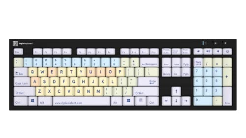 Logickeyboard with Dyslexie Font • A Unique Typeface to Make Reading, Learning, and Working Easier • USB Wired • Two Built-in USB Ports • Plug and Play with Windows 7-11 - color: SlimLine for PC