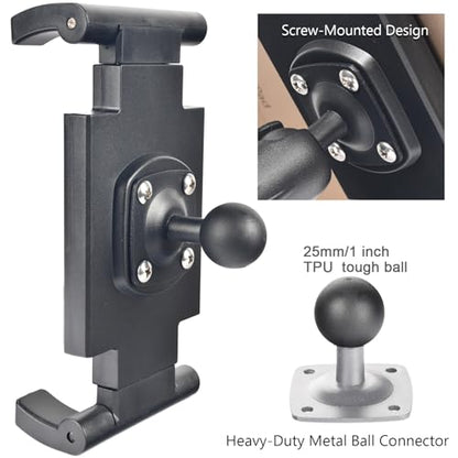 VAUBORTTI 1" Ball Tablet Holder – Screw-Mounted Tablet Mount Compatible with RAM B Size System, Adjustable iPad Holder for 7-12.9" Tablets, Car Truck Boat Dashboard