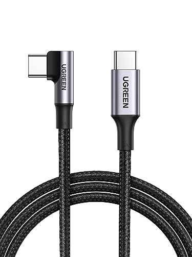 UGREEN 100W Right Angle USB C Cable, Fast Charging Cable, 3.3ft | 90° angled connector for gaming & bedside. For iPhone 17/16/15, MacBook, Galaxy S26/S25, iPad, Pixel, Switch - size: 3.3 ft
