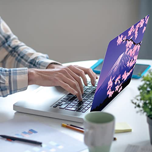 Laptop Skin Sticker Decal,13.3 14 15 15.4 15.6 inch Laptop Universal Vinyl Skin Sticker Cover,Dustproof Waterproof Reusable Art Decal Protector with Free 2 Wrist Pads (Mount Fuji and Cherry Blossoms) - color: Mount Fuji and cherry blossoms