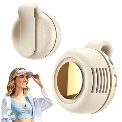 Portable Clip-On Fan, Mini Bladeless Waist Fan, 5100RPM 25dB Ultra-Quiet 3-Speed Rechargeable Small Whirlwind Fan, Hands-Free Personal Cooling for Outdoor Travel Office Camping with USB-C - color: White