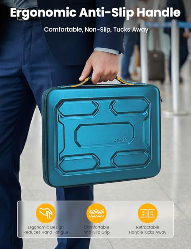 DOMISO Laptop Hard Case 14-14.4 inch Waterproof Shockproof Hard Shell Laptop Sleeve with Handle & Storage Pocket, Compatible with MacBook, HP, Dell, Teal | Waterproof, Shockproof, With Handle & Storage Pocket, Compatible with MacBook, HP, Dell - color: Te