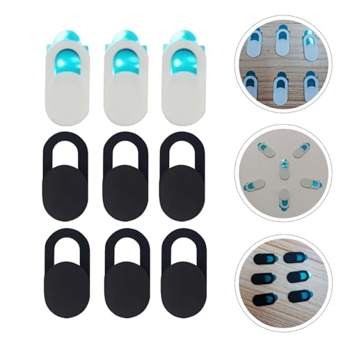 Toddmomy 9pcs Webcam Cover Privacy Protective Slide Camera Shield for Laptop Phone Computer with Metal Oval White Black for Visual Security